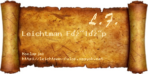 Leichtman Fülöp névjegykártya